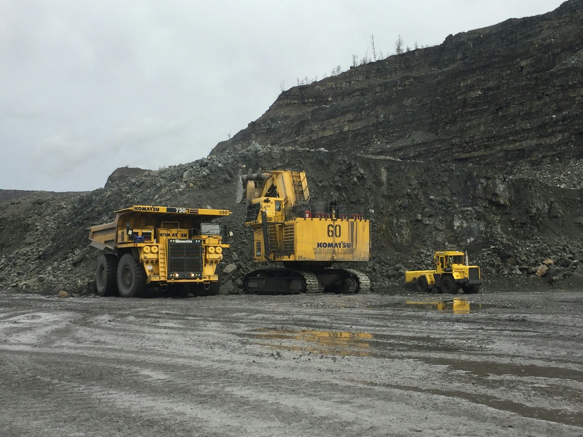 Heavy haul trucks at mining operation